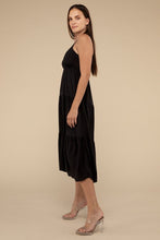 Load image into Gallery viewer, Woven Sweetheart Neckline Tiered Cami Midi Dress