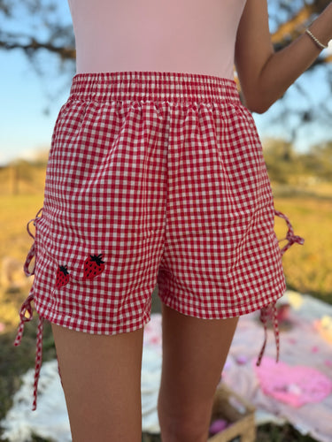 Side Tie Berry Shorts