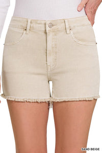 Acid Washed Frayed Cutoff Hem Shorts