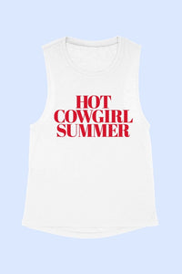 HOT COWGIRL SUMMER GRAPHIC MUSCLE TAN