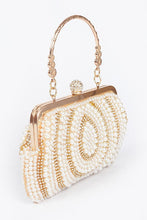 Load image into Gallery viewer, Pearl Rhinestone Beaded Top Handle Clutch Bag