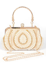 Load image into Gallery viewer, Pearl Rhinestone Beaded Top Handle Clutch Bag