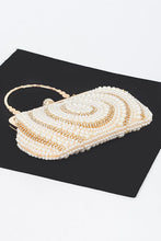 Load image into Gallery viewer, Pearl Rhinestone Beaded Top Handle Clutch Bag