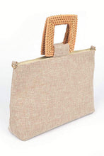 Load image into Gallery viewer, Bamboo Top Handle Linen Convertible Clutch Bag