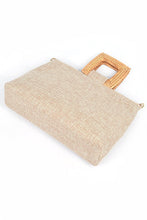 Load image into Gallery viewer, Bamboo Top Handle Linen Convertible Clutch Bag