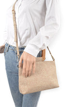 Load image into Gallery viewer, Bamboo Top Handle Linen Convertible Clutch Bag