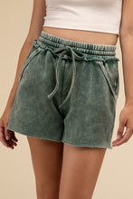 Load image into Gallery viewer, Acid Wash Fleece Drawstring Shorts with Pockets