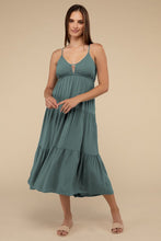 Load image into Gallery viewer, Woven Sweetheart Neckline Tiered Cami Midi Dress