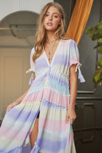 Load image into Gallery viewer, V-Neck short Puff Sleeve Maxi Dress