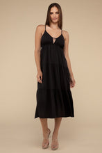 Load image into Gallery viewer, Woven Sweetheart Neckline Tiered Cami Midi Dress