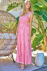 Printed Smocked Ruffle Maxi Dress