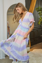 Load image into Gallery viewer, V-Neck short Puff Sleeve Maxi Dress