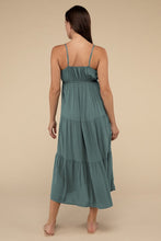 Load image into Gallery viewer, Woven Sweetheart Neckline Tiered Cami Midi Dress