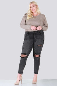 PLUS SIZE SKINNY WITH DESTROY