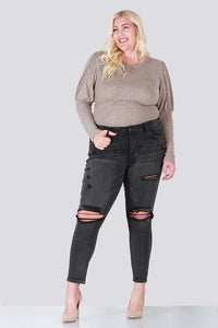 PLUS SIZE SKINNY WITH DESTROY