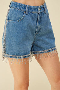 RHINESTONE FRINGE SHORTS