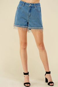 RHINESTONE FRINGE SHORTS