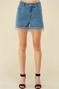 RHINESTONE FRINGE SHORTS