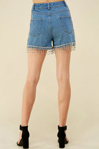 RHINESTONE FRINGE SHORTS