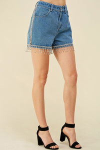 RHINESTONE FRINGE SHORTS