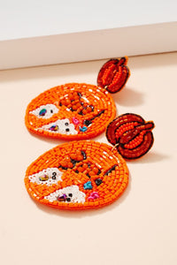 Halloween BOO Pumpkin Seed Beaded Earrings