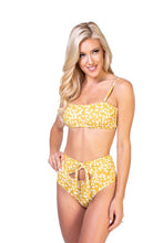 Load image into Gallery viewer, YELLOW FLORAL BANDEAU BIKINI SET