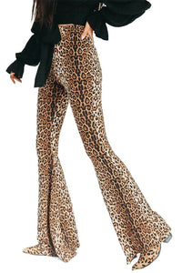 LEOPARD PRINT BELL BOTTOM PANTS