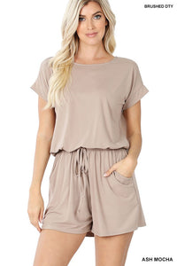 BRUSHED DTY ROMPER WITH POCKETS