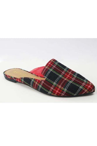 Red Plaid Mules