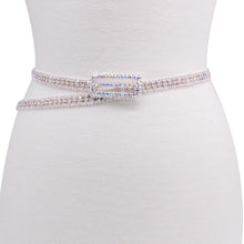 Load image into Gallery viewer, Front Rectangle Buckle with 2 Row Rhinestone Belt