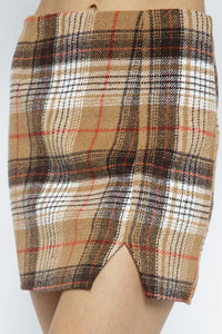 Taupe Plaid Skirt