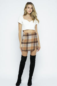 Taupe Plaid Skirt