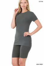 Load image into Gallery viewer, COTTON ROUND NECK TOP &amp; BIKE SHORTS SET