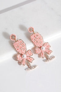 Cocktail Ribbon Pearls Beaded Earrings