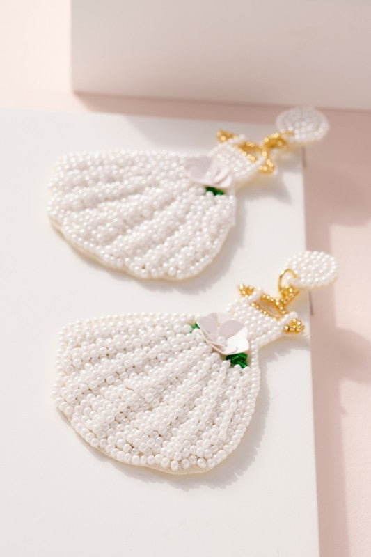 Wedding Dress Beaded Earrings