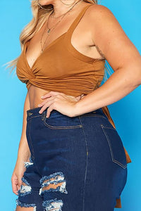 Plus Size Twist Hem Cami Crop Top