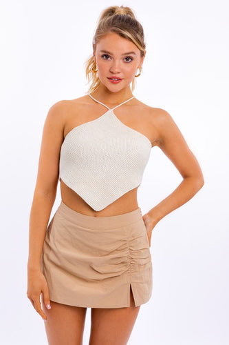 HALTER CROCHET KNIT TOP