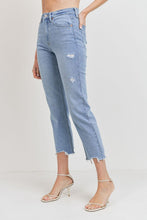 Load image into Gallery viewer, HIGH RISE STRAIGHT JEANS WITH HEM DETAIL