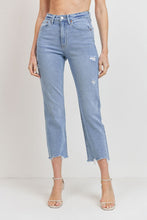 Load image into Gallery viewer, HIGH RISE STRAIGHT JEANS WITH HEM DETAIL