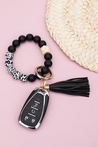 Silicone Color Block Print Key Ring Bracelet