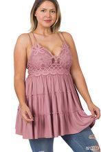 Load image into Gallery viewer, PLUS CROCHET LACE RUFFLE CAMI DRESS