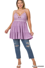 Load image into Gallery viewer, PLUS CROCHET LACE RUFFLE CAMI DRESS