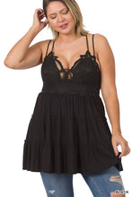Load image into Gallery viewer, PLUS CROCHET LACE RUFFLE CAMI DRESS