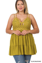 Load image into Gallery viewer, PLUS CROCHET LACE RUFFLE CAMI DRESS