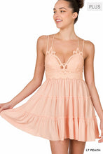 Load image into Gallery viewer, PLUS CROCHET LACE RUFFLE CAMI DRESS