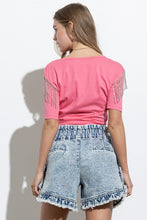 Load image into Gallery viewer, Rhinestone Fringe T Shirt