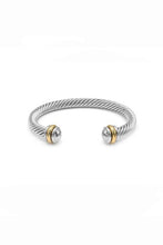 Load image into Gallery viewer, TWISTED CABLE WIRE OPEN BANGLE TWO TONE CUFF BRACE