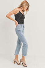 Load image into Gallery viewer, HIGH RISE STRAIGHT JEANS WITH HEM DETAIL