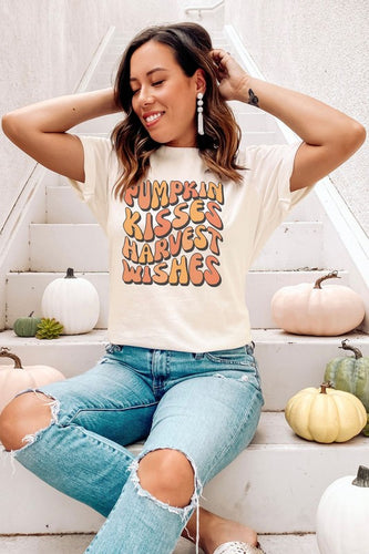 Pumpkin Kisses Harvest Wishes Graphic Tee