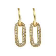 Load image into Gallery viewer, Oval Geometric Cubic Zirconia Drop Dangle Earrings